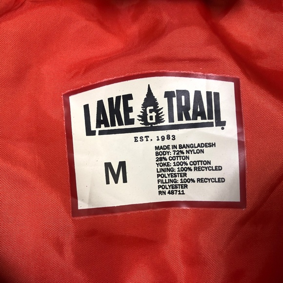 Lake & Trail Outdoor Hiking Camping Snap Button Puffer Jacket Mens Medium - Picture 5 of 5